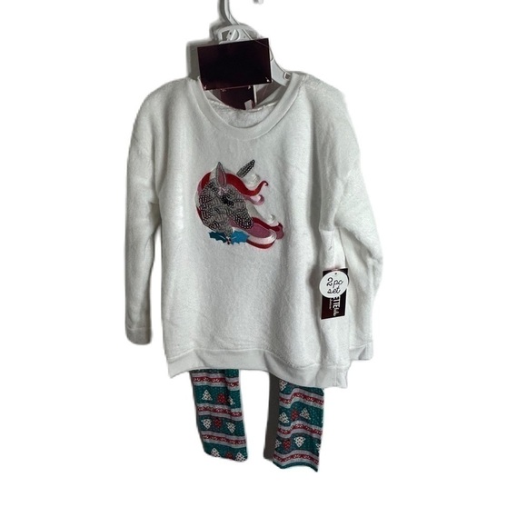 Nanette Kids Unicorn Outfit Sweatshirt Pants Headband NWT Sz 6 White Green - Picture 1 of 5